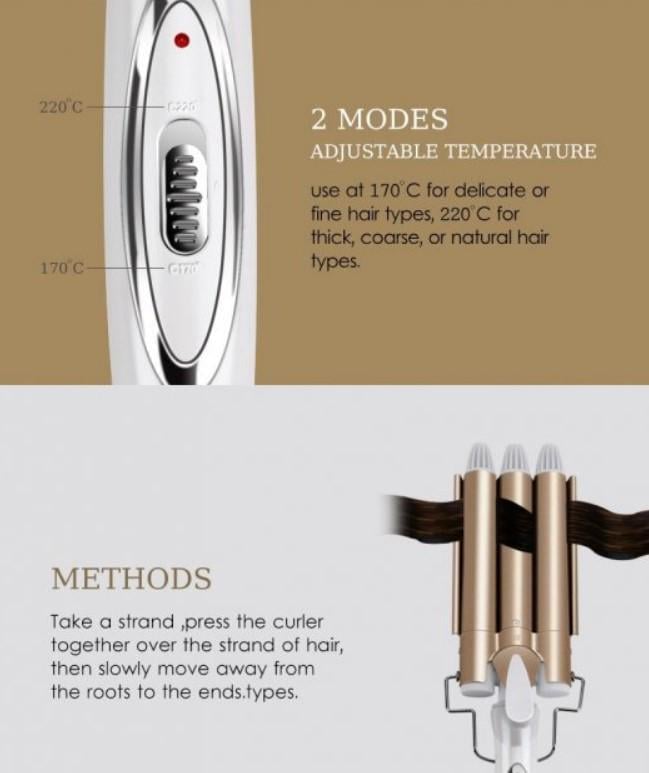 Плойка для волосся Gemei GM 1988-25 3-хвилі з керамічним покриттям 45 Вт (2390000040) - фото 17
