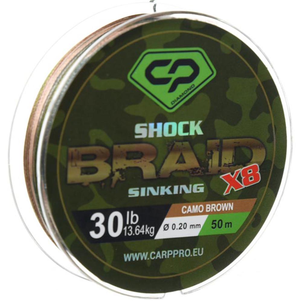 Шок-лидер Carp PRO Diamond Shock Braid PE X8 30lb 50 м 0,20 мм Camo Brown (CP1630-8-50)