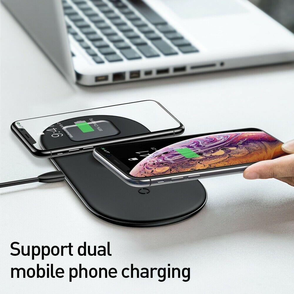 Беспроводное зарядное устройство Baseus Simple 2 в 1 Wireless Charger для iPhone/AirPods Black - фото 4