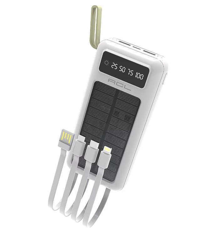 Повербанк ACL PW61 SOLAR Type-C/Lighting/Micro/USB 30000 mAh White