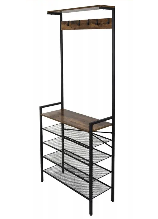 Полка с вешалкой напольная Ruhhy 27035 лофт 4 полки 5 крючков (27035)