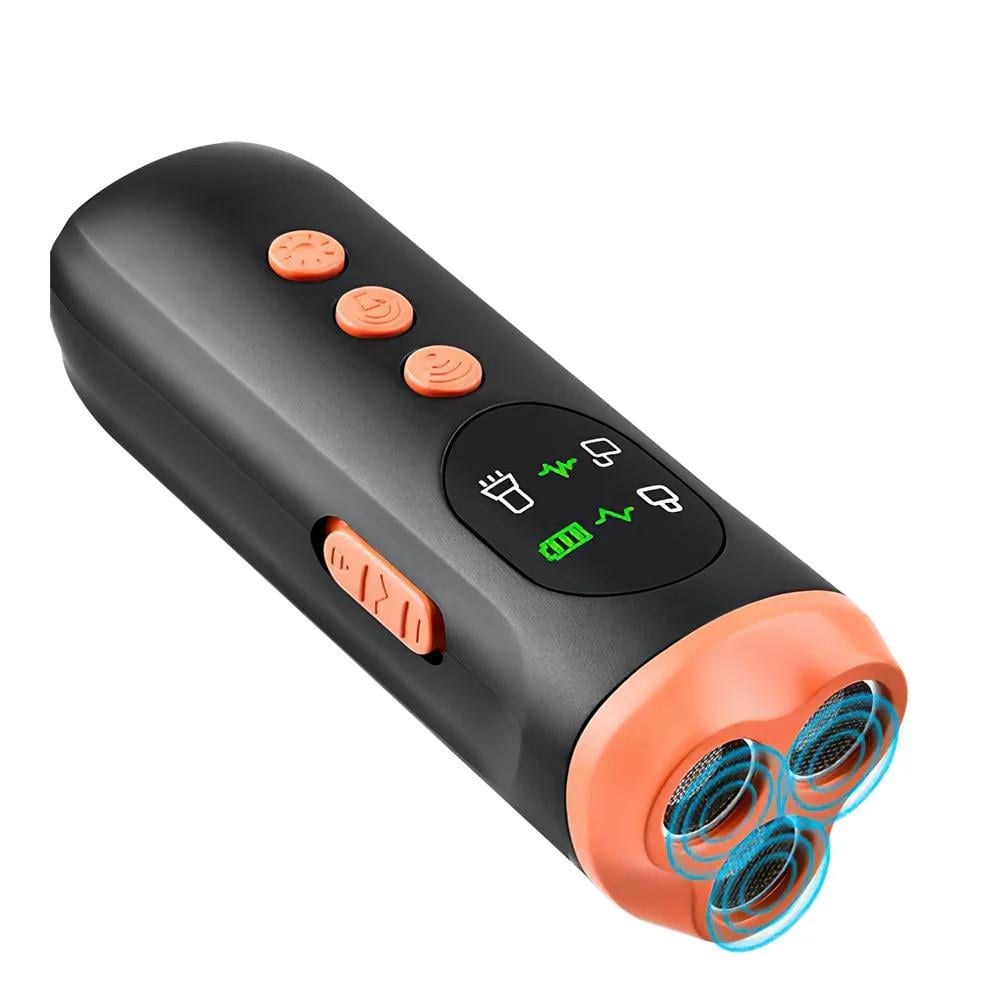 Отпугиватель собак ультразвуковой 2 режима 15-40 кГц с фонариком Черный ( QG-10 )