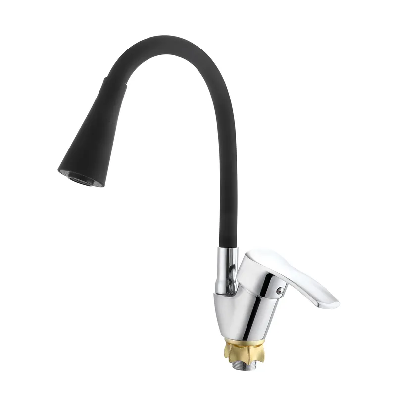 Смеситель для кухни с силиконовым изливом Zerix YUT 279 Reflector Black (ZX5986)