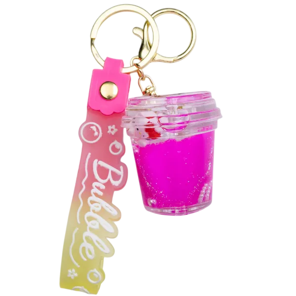 Брелок для ключей Hello Kitty Cup с блестками 4х4,5 см Прозрачный