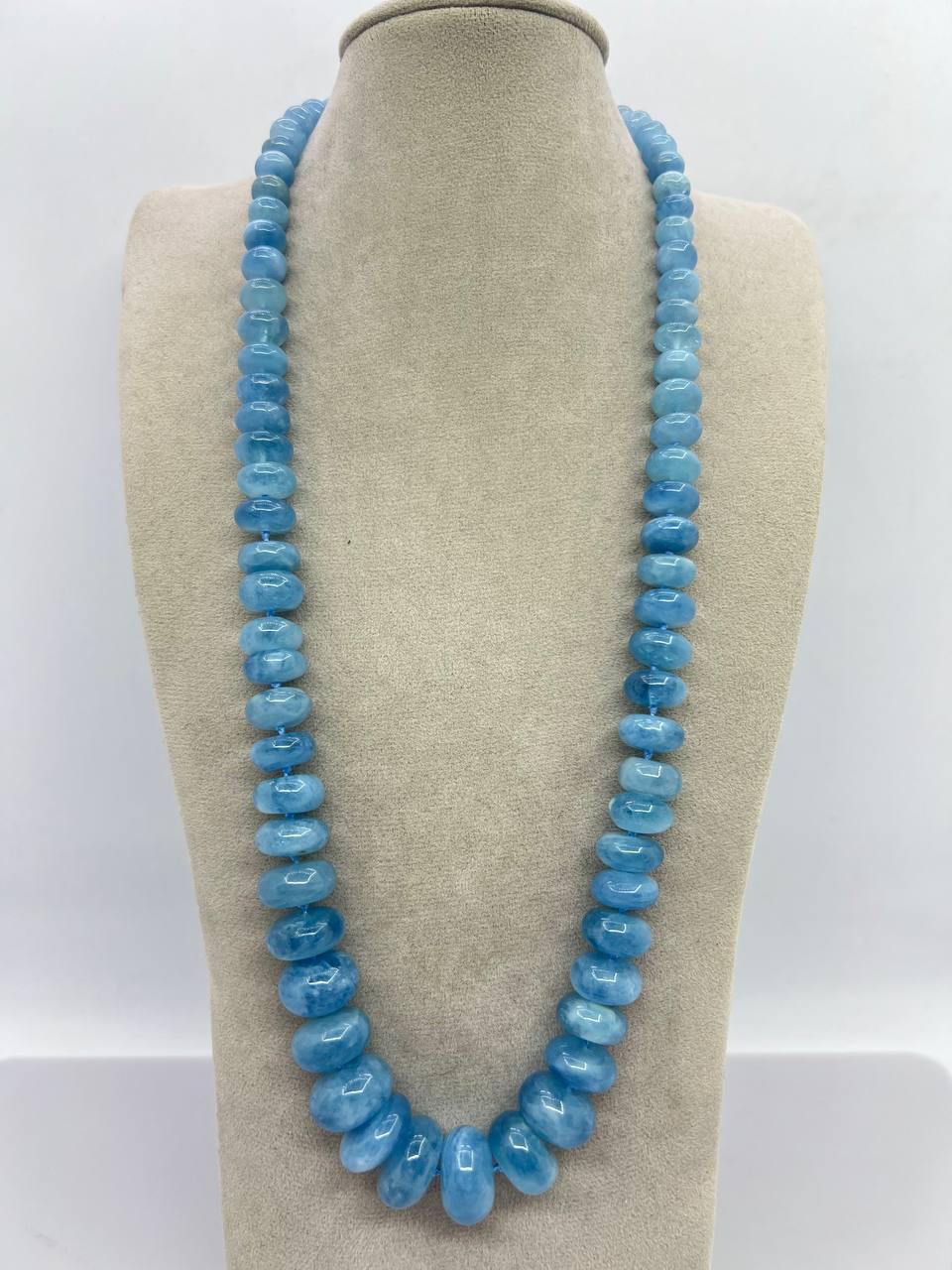 Бусы аквамарин 46 см Голубой (11558)