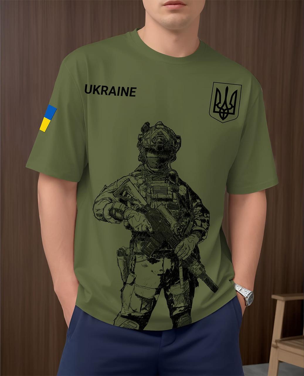 Футболка чоловіча Солдат батал 6XL Хакі (400220)