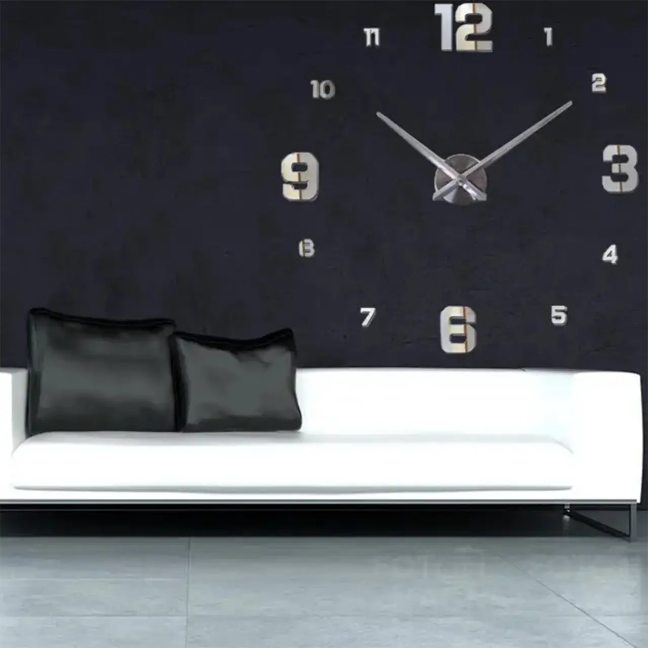 Часы настенные DIY 3D Realm Mid большие бескаркасные самоклеящиеся 70 см Серебряный (1011154) - фото 2