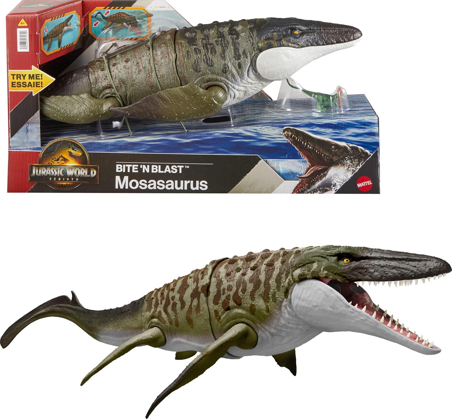 Дитяча ігрова фігурка Jurassic World Rebirth Bite N Blast Mosasaurus Action Figure Динозавр (31041210) - фото 7 Дитяча ігрова фігурка Jurassic World Rebirth Bite N Blast Mosasaurus Action Figure Динозавр (31041210) - фото 7