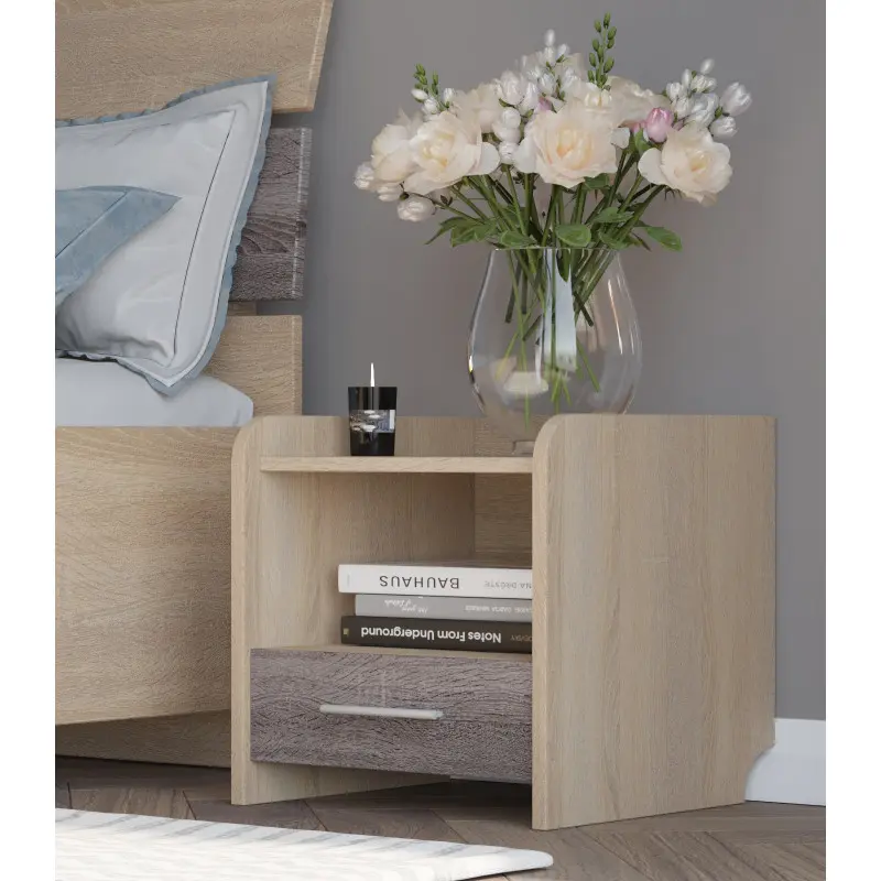 Тумба приліжкова Еверест Дуб сонома/Трюфель (26771764) - фото 3 Тумба приліжкова Еверест Дуб сонома/Трюфель (26771764) - фото 3