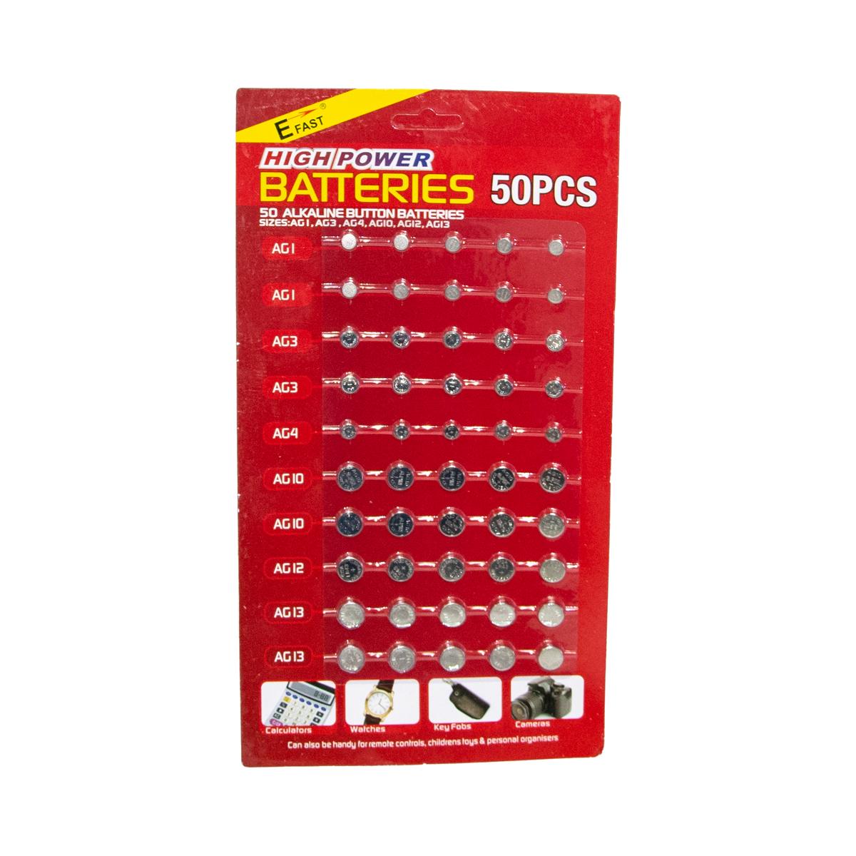 Набор батареек Assorted Button Batteries LR41/LR44 для слуховых аппаратов/часов 50 шт. (1010899-Gray)