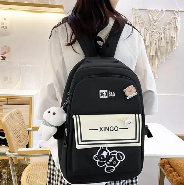 Школьный рюкзак для девочки XGO BAG 4в1 рюкзак/шоппер/пенал/сумочка Черный - фото 4 Школьный рюкзак для девочки XGO BAG 4в1 рюкзак/шоппер/пенал/сумочка Черный - фото 4