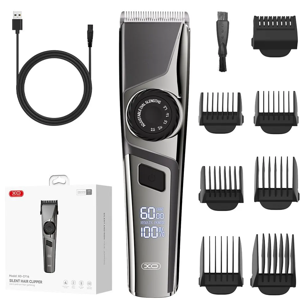 Машинка для стрижки аккумуляторная Xo USB с регулируемой длиной/скоростью/6 насадок (CF16) - фото 7 Машинка для стрижки аккумуляторная Xo USB с регулируемой длиной/скоростью/6 насадок (CF16) - фото 7