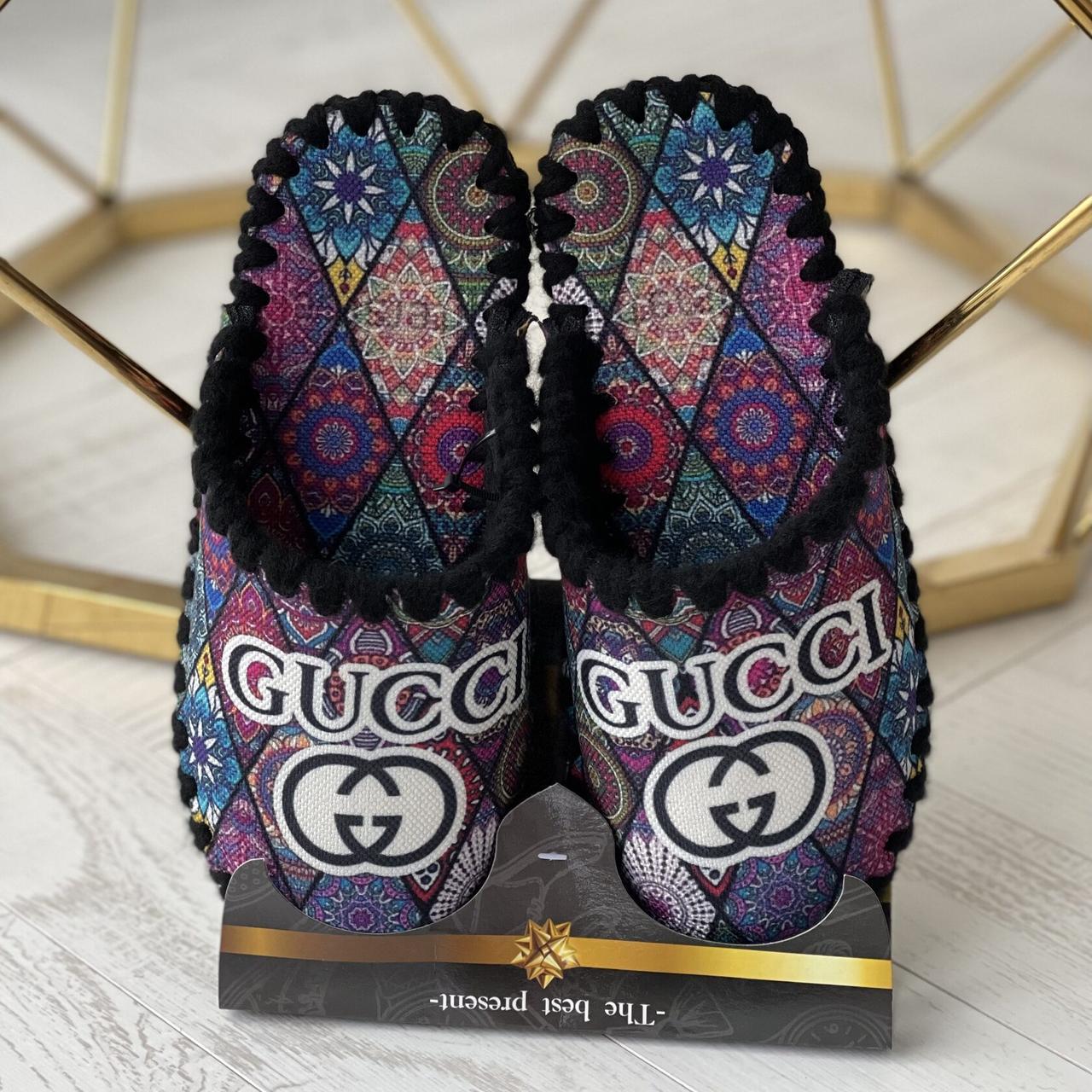 Тапочки жіночі ручної роботи "Gucci" р. 40/41 Різнокольоровий (ф537)