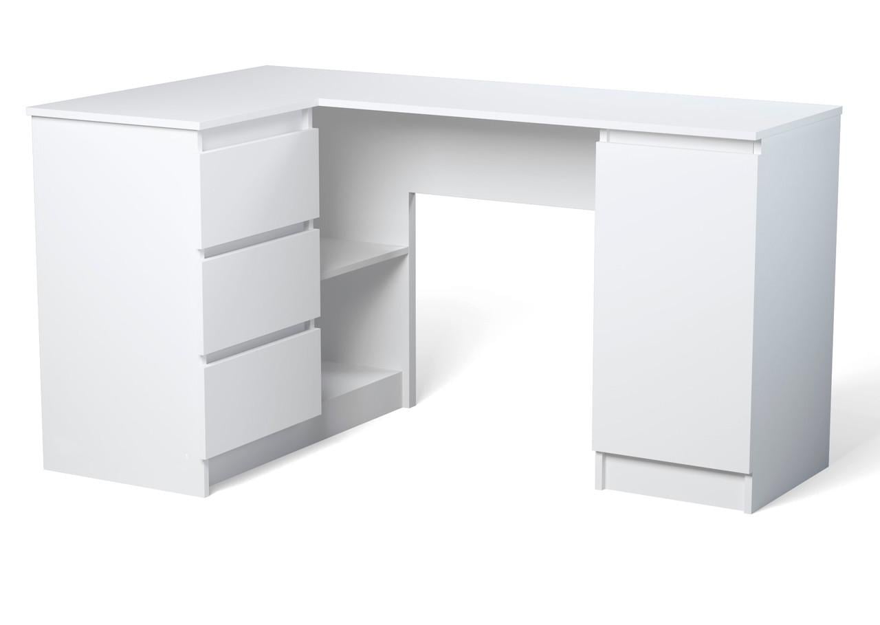 Письменный стол угловой Мебель-Сервис Bruklin 1Д3Ш левосторонний155х85х76,6 см Белый (28511147)