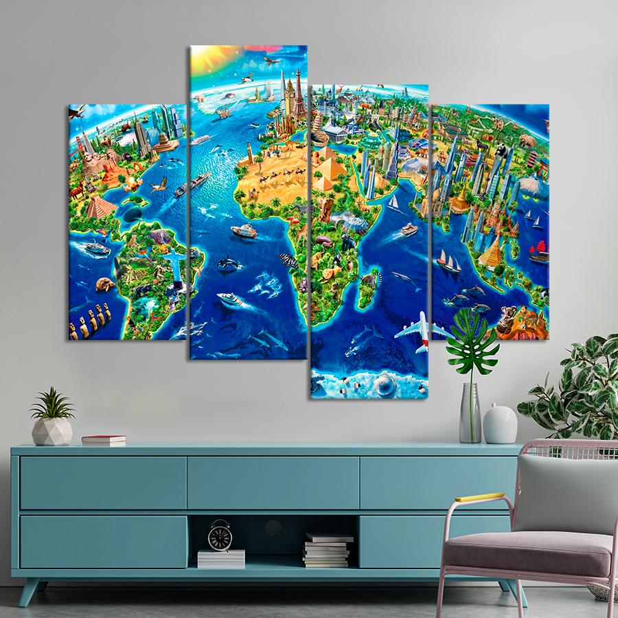 Картина карта Карта мира для путешествий 129x90 см (A1359-4) Картина карта Карта мира для путешествий 129x90 см (A1359-4)