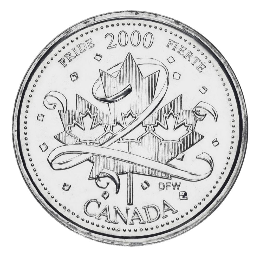 Коллекционная монета Канада 25 центов 2000 AU-UNC Миллениум-Гордость (М25286)