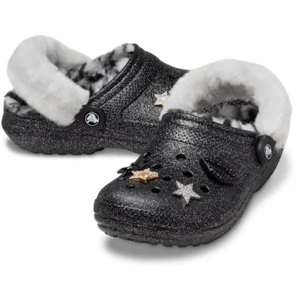 Сабо жіночі утеплені Crocs Classic Lined Disco Clog Shimmer р. 42-43 Чорний (12737)
