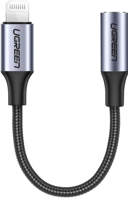 Перехідник UGREEN US211 Lightning M/F Round Cable Aluminum Shell With Braided 10 см Black (KST-UGR-30756)