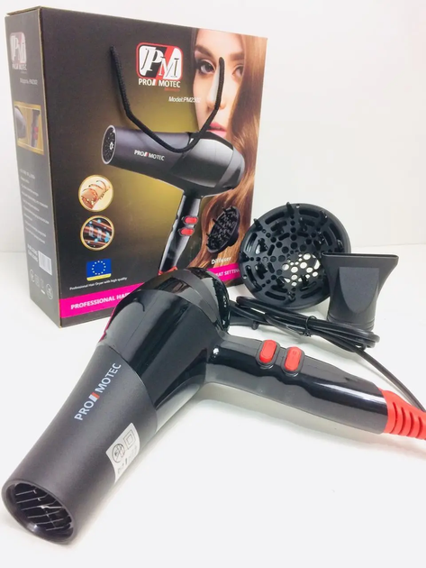 Фен для укладки волос PROMOTEC PM-2307 c насадками 3000 W