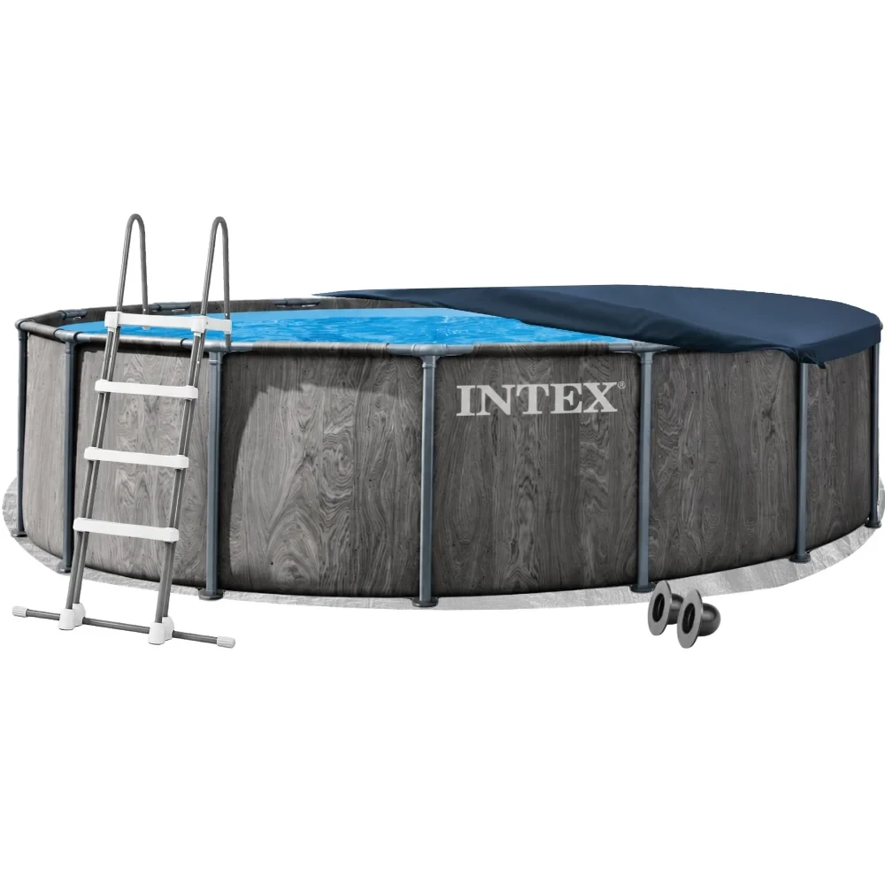 Бассейн каркасный круглый Intex Prism Frame 26742-4 457х122 см с подстилкой/лестницей/тентом Коричневый (147-9-26742-4)