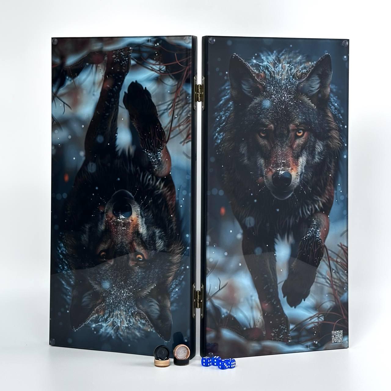 Нарды премиумкласса из стекла и дерева с УФ-печатью (270044)