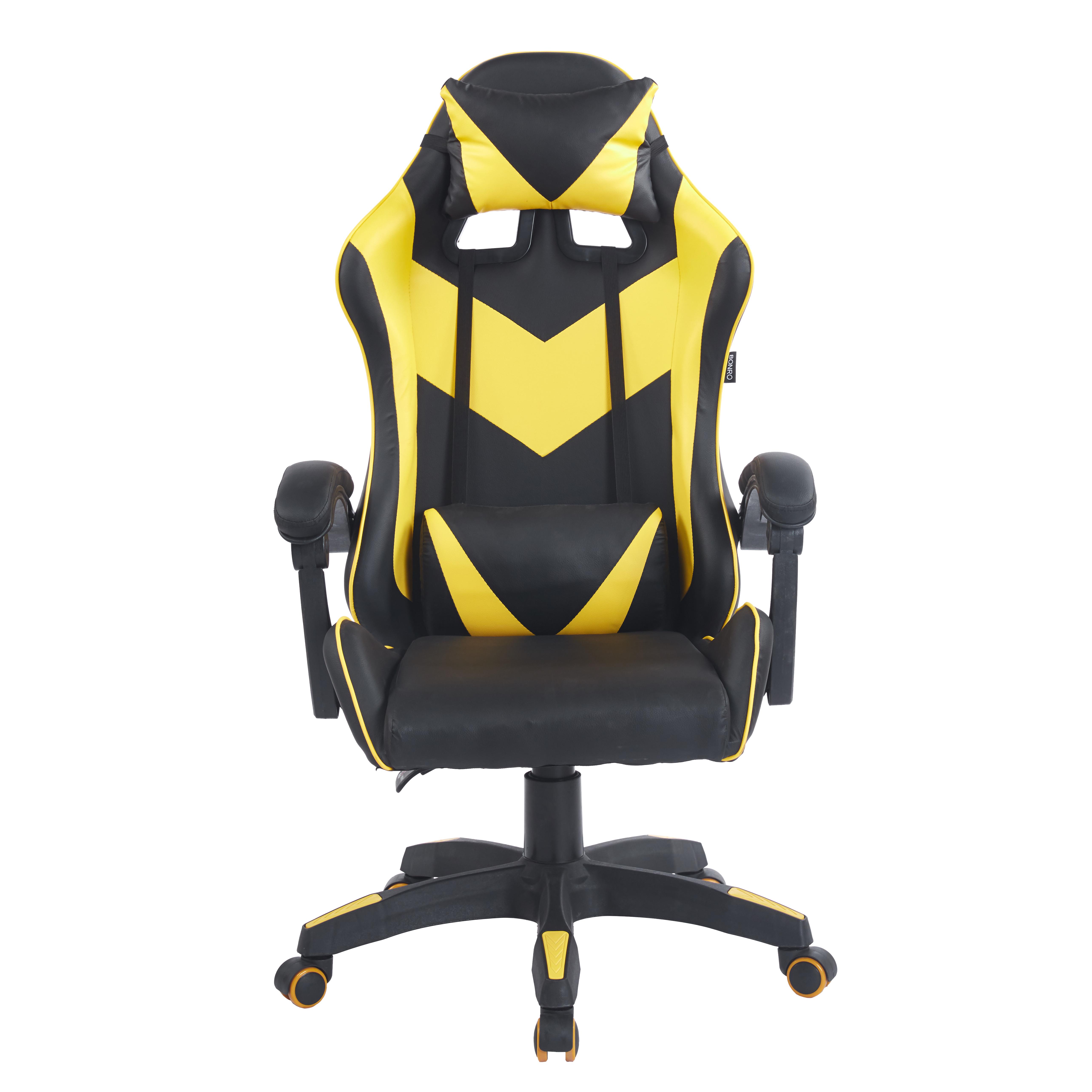 Крісло геймерське Bonro BN-086 ергономічне з подушкою Чорно-жовтий (29528874)
