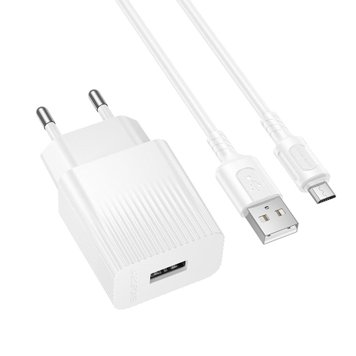 Зарядное устройство с кабелем Borofone BAS71A Source Single-Port Charger Set USB to MicroUSB White (6941991122606) Зарядное устройство с кабелем Borofone BAS71A Source Single-Port Charger Set USB to MicroUSB White (6941991122606)
