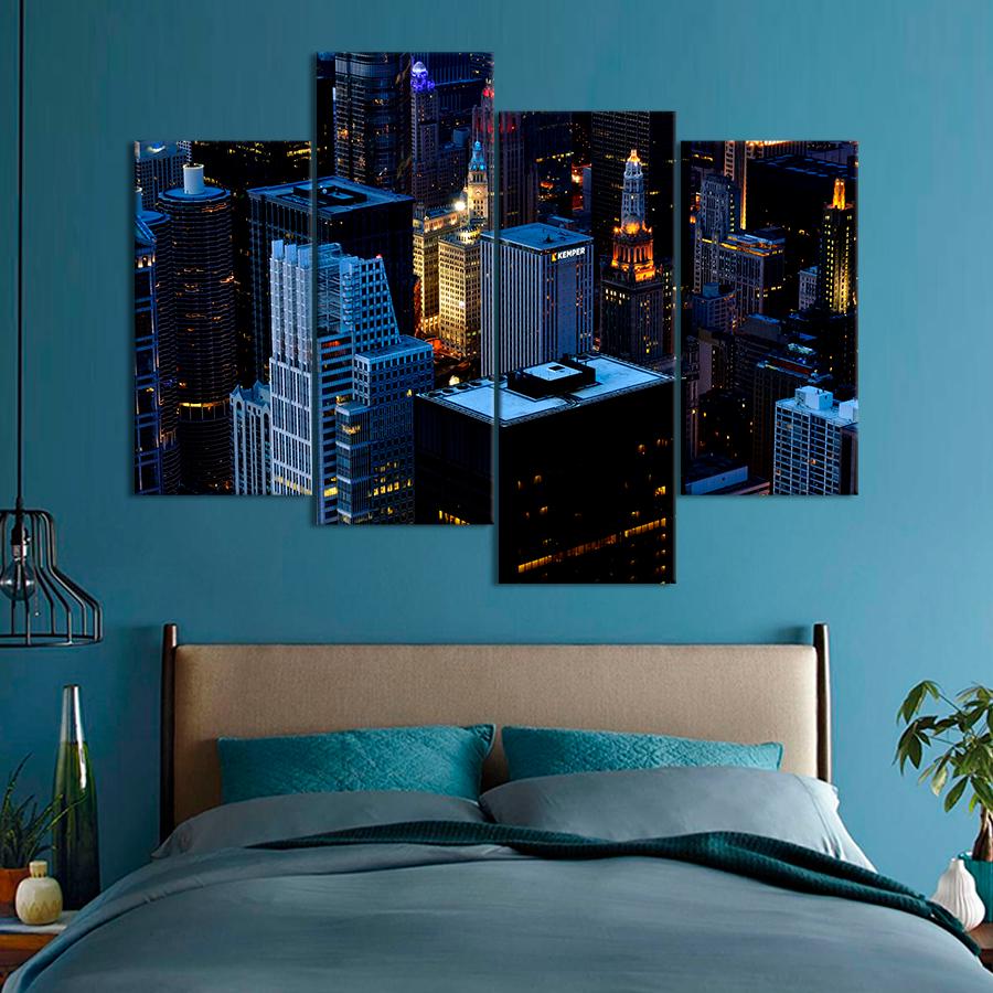 Картина город Красивый вечерний Манхэттен 129x90 см (A555-4)