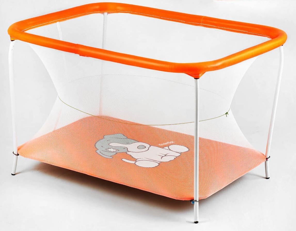 Манеж Собачка прямокутний м’яке дно євросітка без ручки Orange (147273)