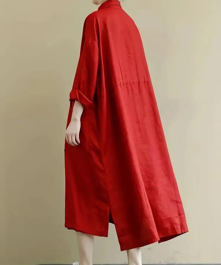 Сукня лляна р. 50 Червоний (00206) - фото 2 Сукня лляна р. 50 Червоний (00206) - фото 2