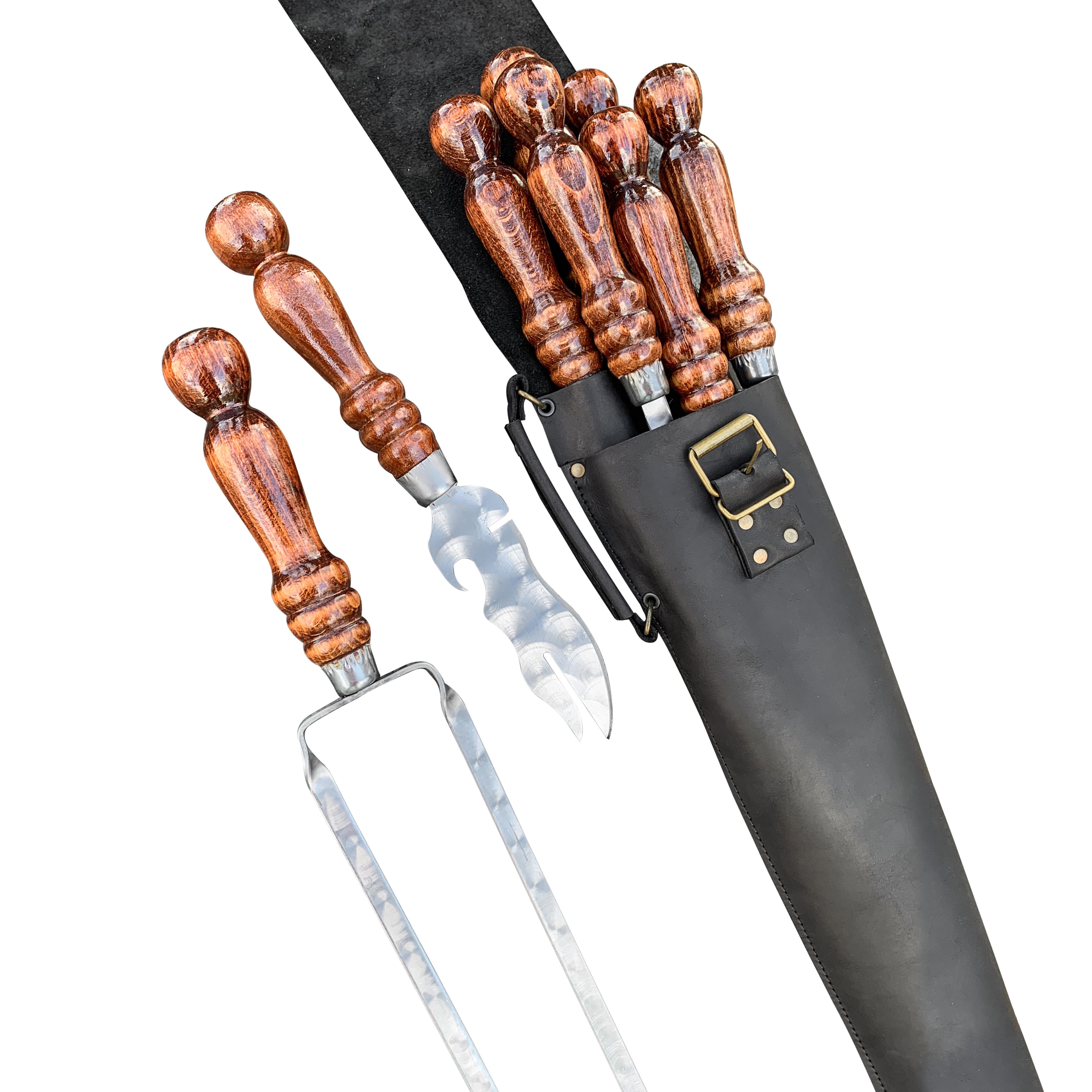 Набір шампурів Колчан Мах Gorillas BBQ в шкіряному чохлі Black - фото 2 Набір шампурів Колчан Мах Gorillas BBQ в шкіряному чохлі Black - фото 2