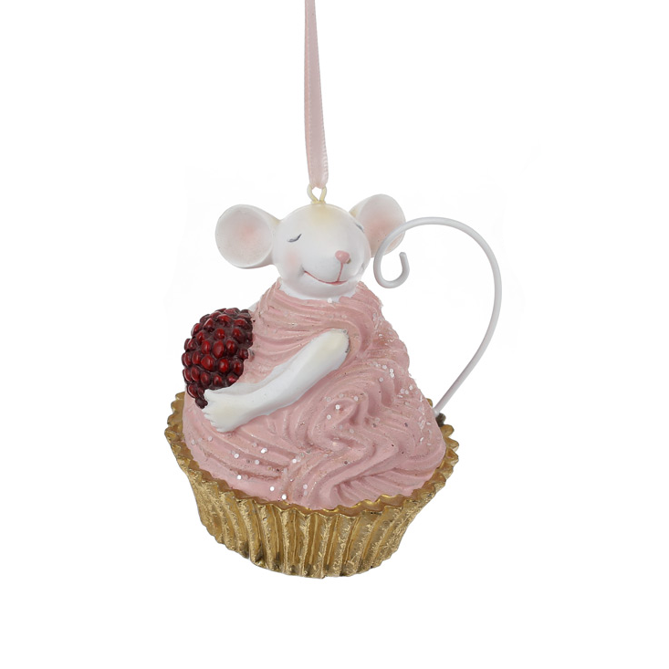 Фигурка новогодняя подвесная BonaDi Мышка в капкейке 1 (838-440)