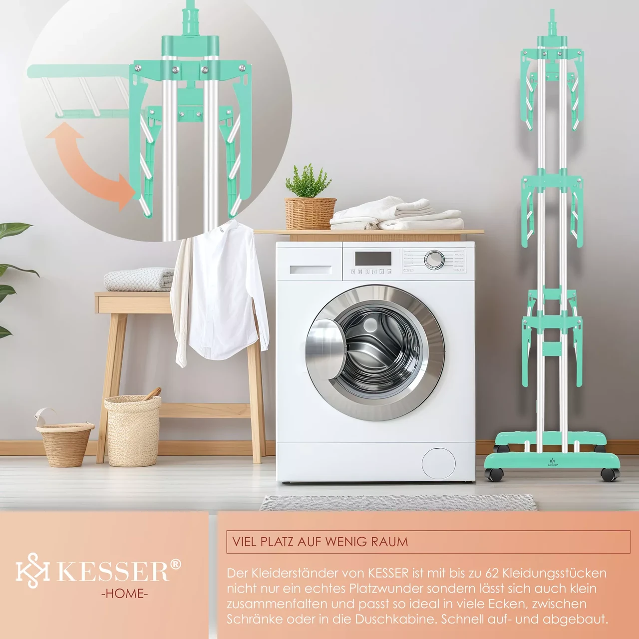 Сушилка для белья KESSER 126 см 50 кг (4255598324557) - фото 5