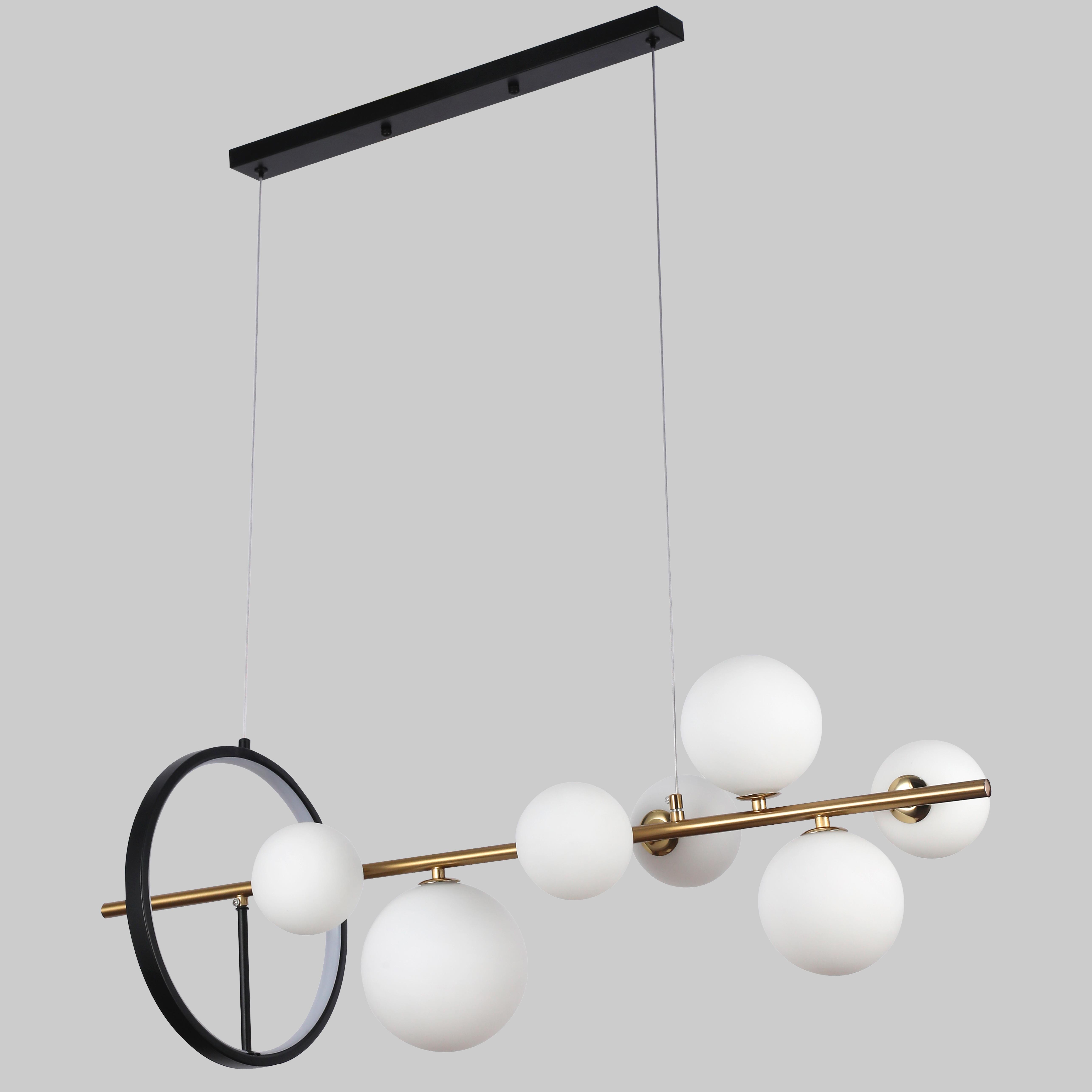 Люстра подвесная Bubbles на 7 ламп с белыми плафонами (918-LP267-7 GAB+WH)