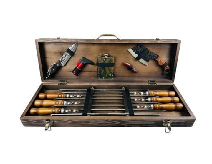 Набор шампуров и аксессуаров Ягуар 12 предметов Коричневый (149-10-KS-7405)