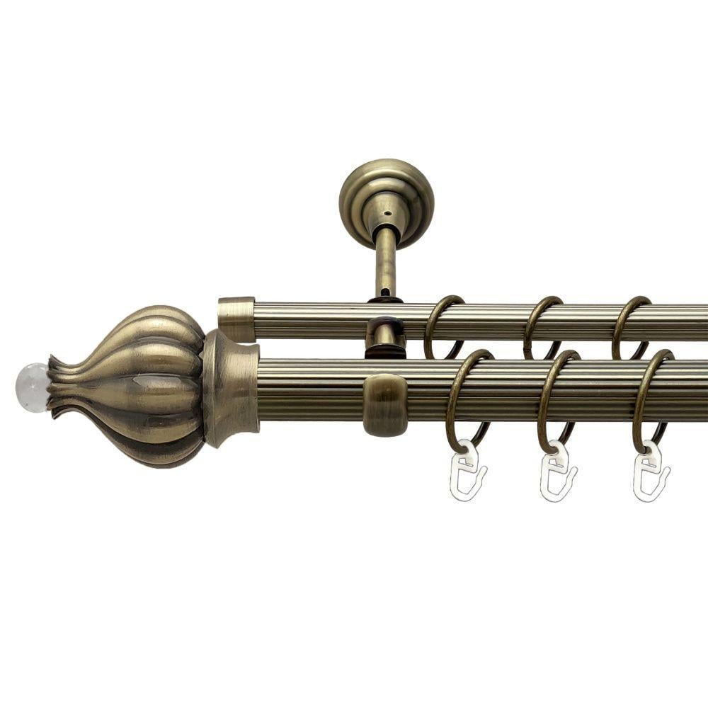 Карниз для штор Orvit Таджа-Кристалл двухрядный рифленый 160 см Антик (00-00018017)