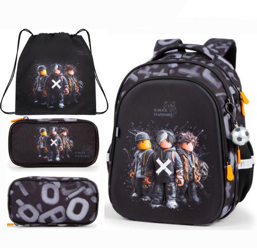 Рюкзак ортопедический с пеналом и мешком 3 в 1 для мальчика School Standard 38х30х18 см Роблокс для младших классов (Full 150-41)