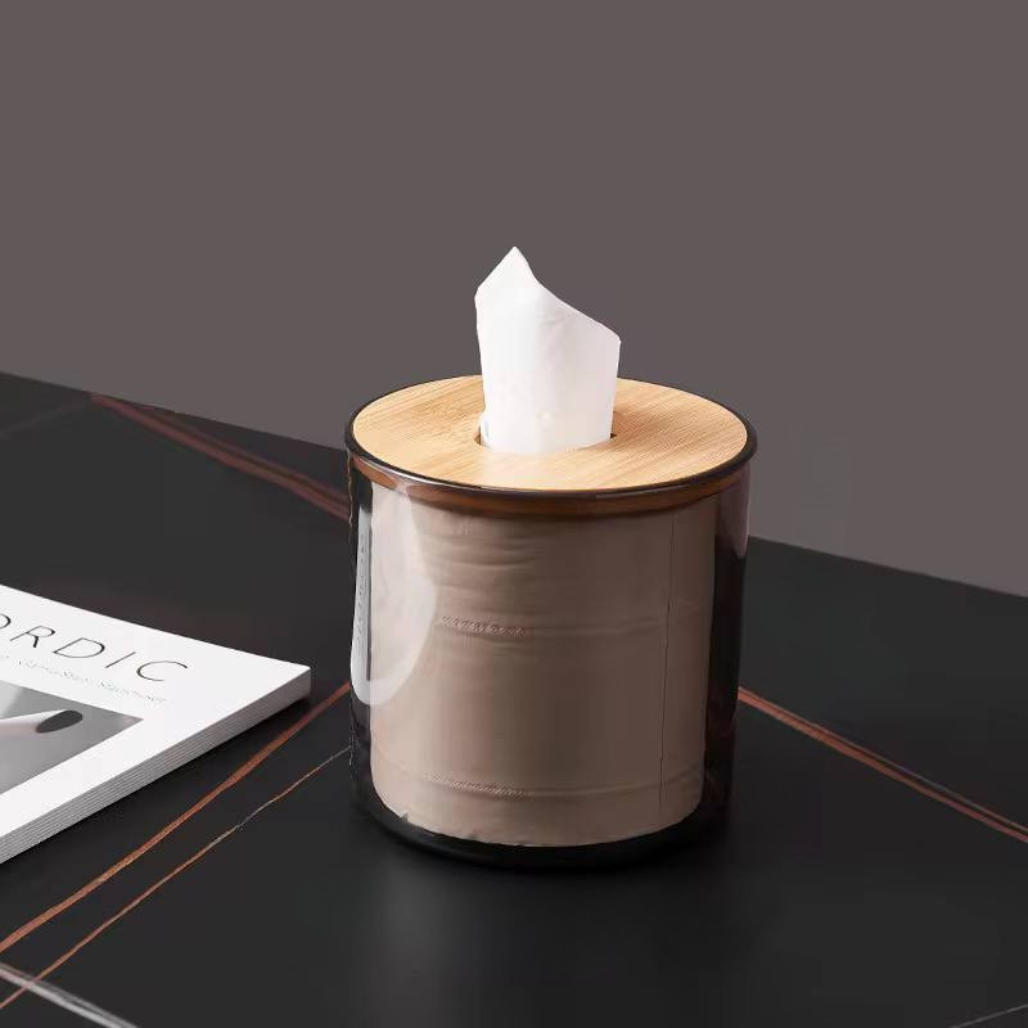 Контейнер-органайзер для салфеток пластиковый круглый с деревянной крышкой - фото 5 Контейнер-органайзер для салфеток пластиковый круглый с деревянной крышкой - фото 5