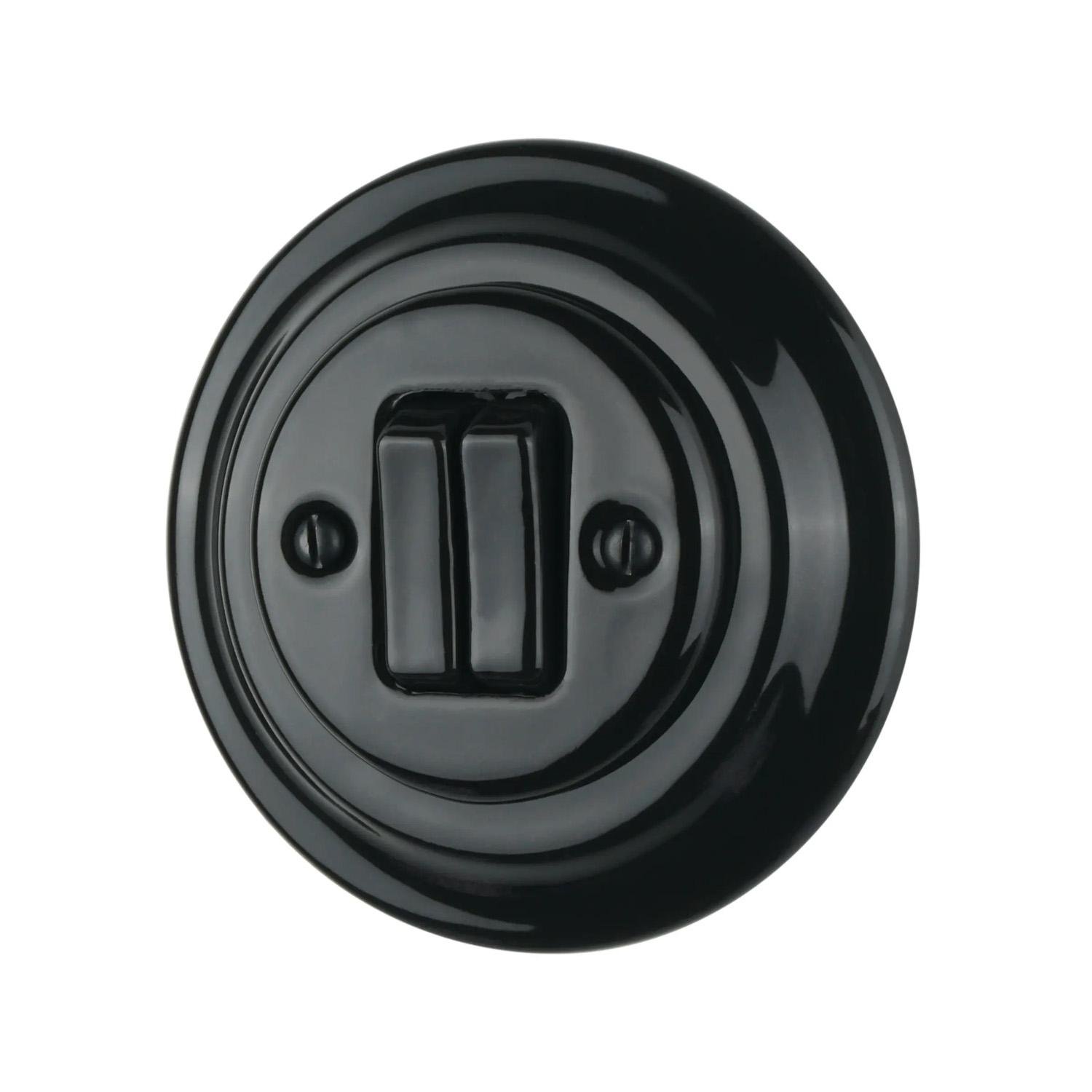 Выключатель керамический Keruida 2-клавишный скрытого монтажа Черный