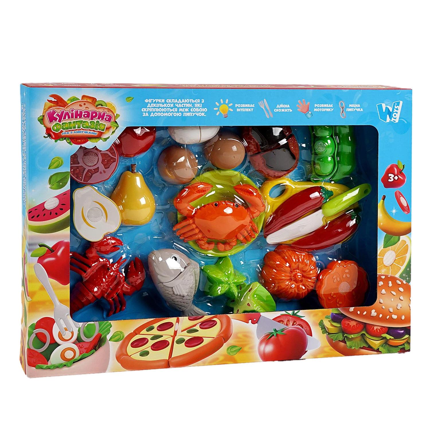 Набор игровой продуктов WToys Кулинарная фантазия 10280 овощи и фрукты на липучках/доска для нарезки/нож 24 эл. (159684)