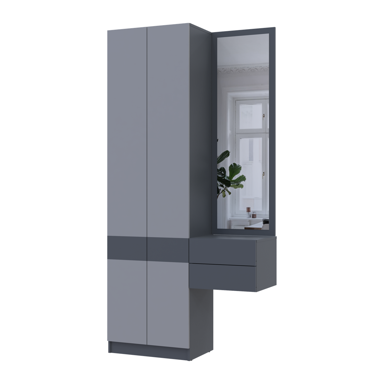 Прихожая Сола 1+2 Doros ДСП/зеркало 105х40х215 см Графитовый/Серый (42005153)