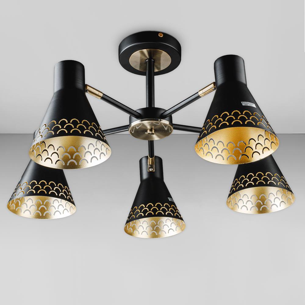 Люстра потолочная Light House DL-18576/5 плафон Черный/Черный/Золотой