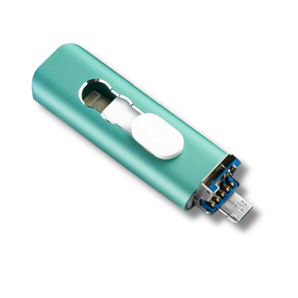 Флешка для iPhone HighSpeed USB 3,0/micro Usb/lightning Бірюзовий (758860)