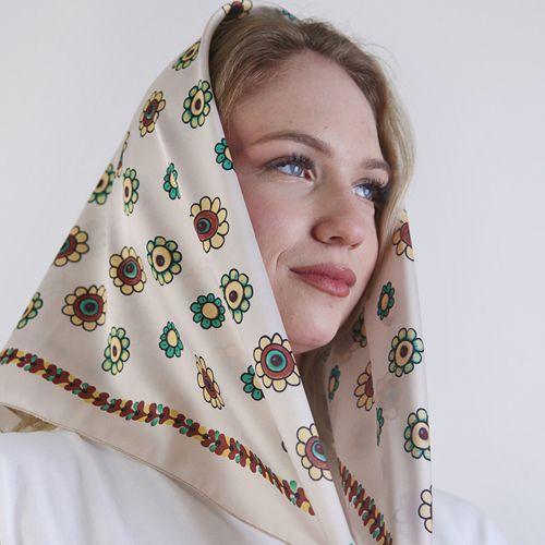 Платок шелковый Presentville Подсолнухи 68х68 см (HUST_25M011)