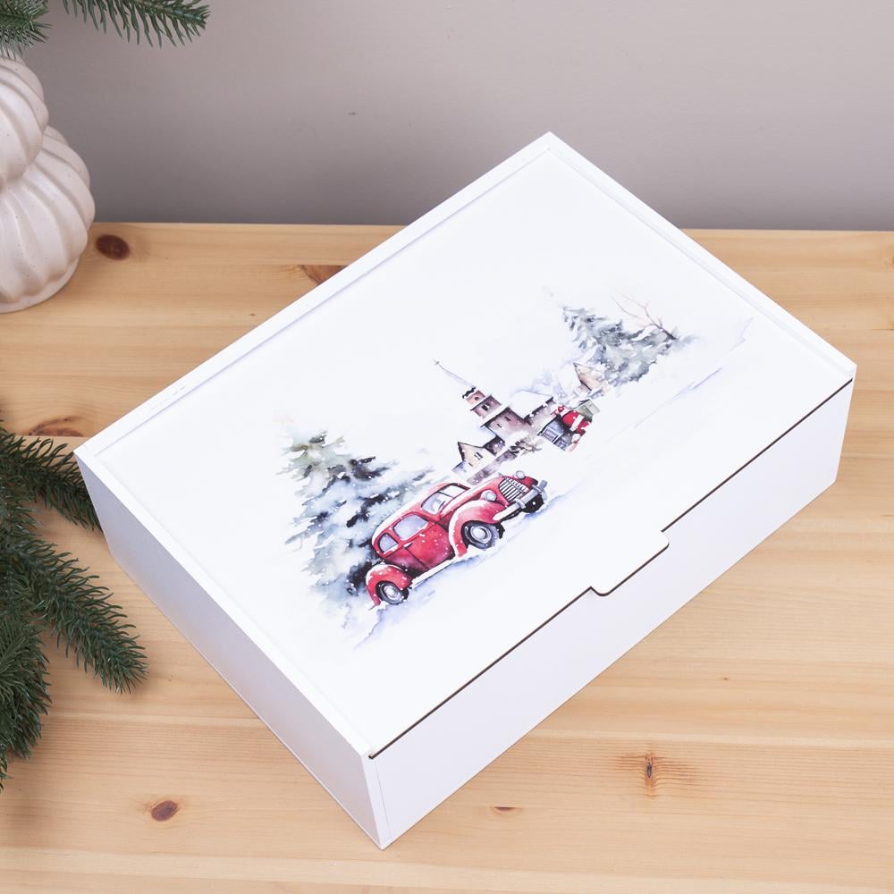 Коробка прямоугольная Зимний пейзаж 32 см (6967-49)