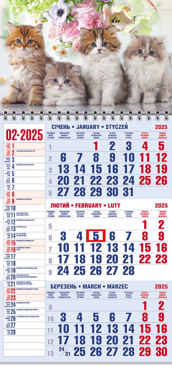 Календар на 2025 р. Офісний 1 Пушиста четвірка Календар на 2025 р. Офісний 1 Пушиста четвірка