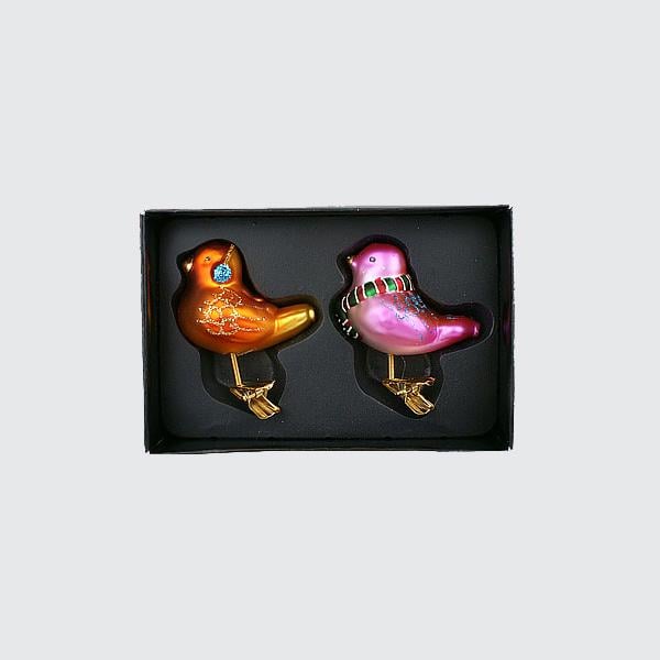 Набор елочных игрушек BonaDi Птички 2 шт. Оранжевый (172-975)