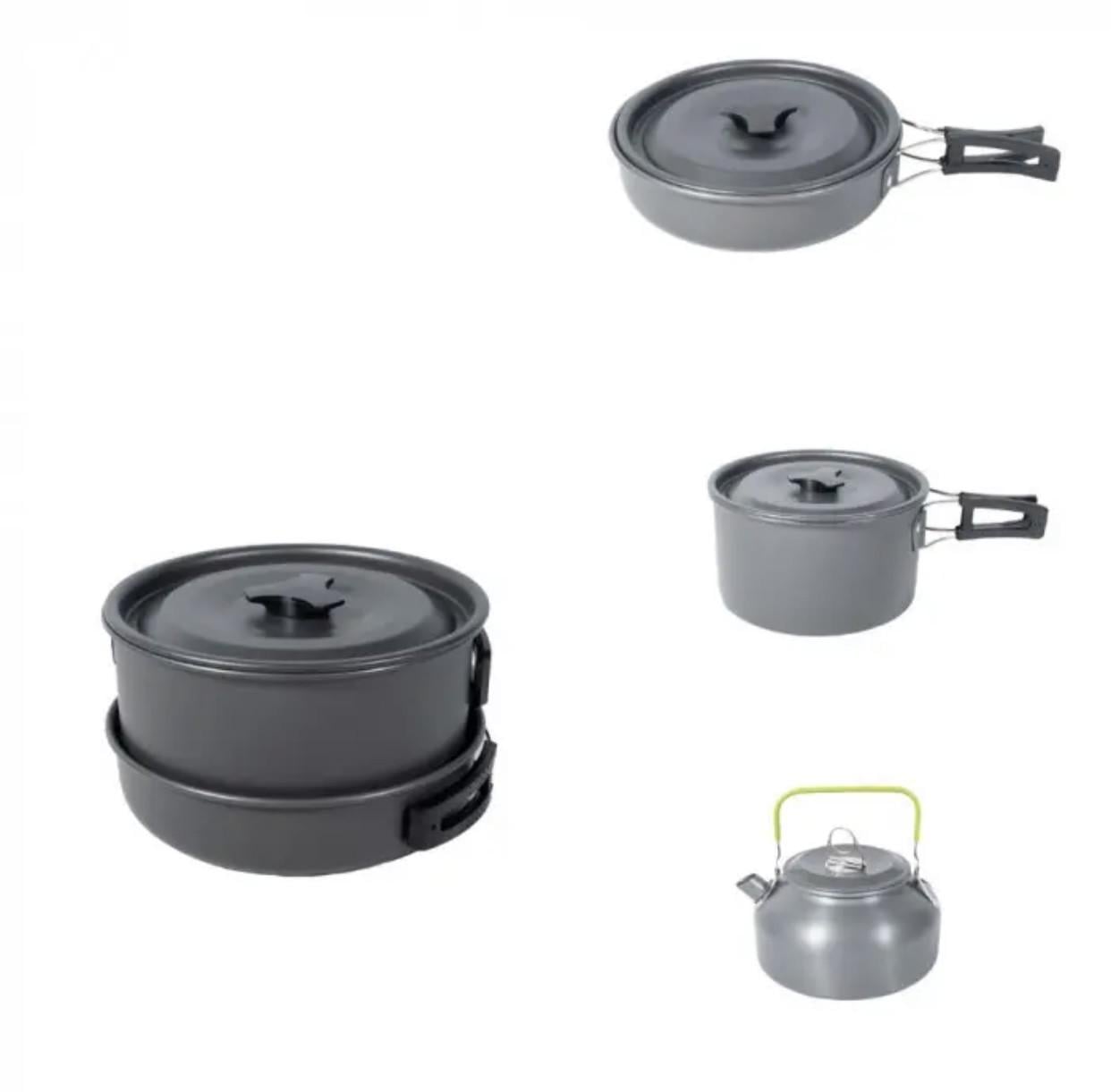 Набор посуды туристический COOKING SET кастрюля/сковорода/чайник алюминиевый (DS-308)