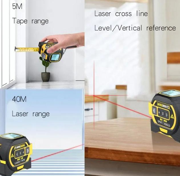 Далекомір-рулетка і лазерний нівелір з дисплеєм 40 м/5 м - фото 3