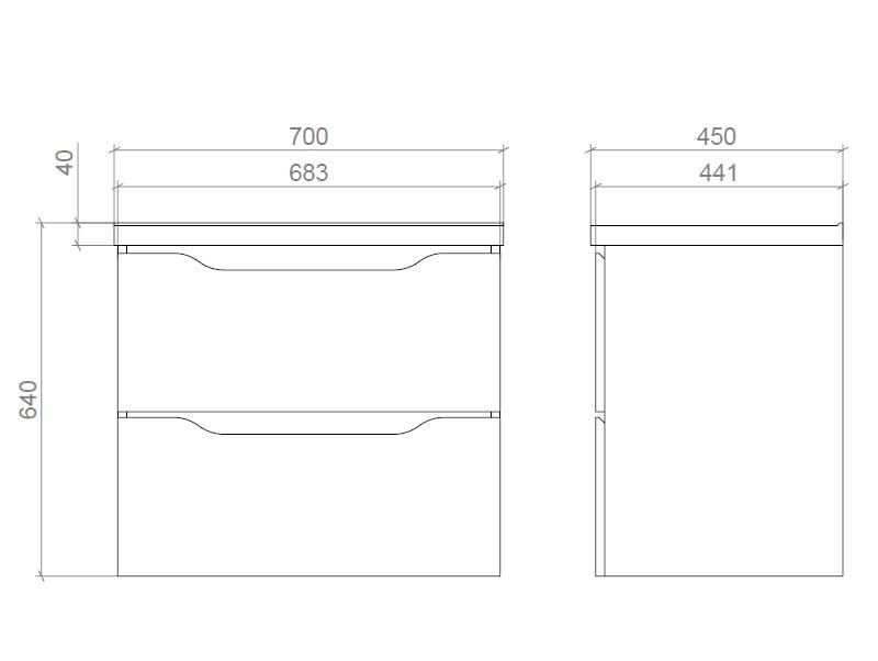 Тумба подвесная Mirater Амелия 70 с умывальником Глория 70 см Дуб сонома (6295) - фото 3 Тумба подвесная Mirater Амелия 70 с умывальником Глория 70 см Дуб сонома (6295) - фото 3